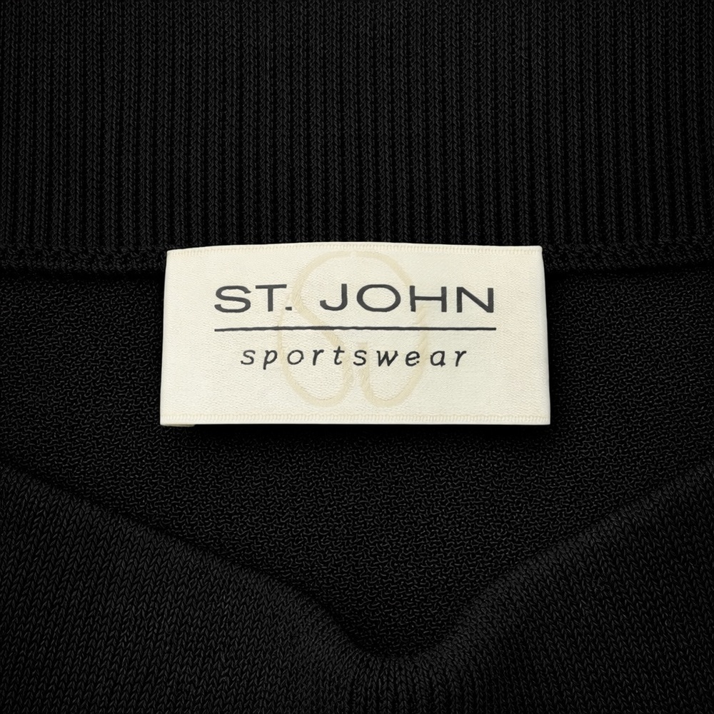 St John Sport Knit Pencil Skirt Black Santana Knit Size 4 USA Vintage Front Slit - Picture 4 of 8